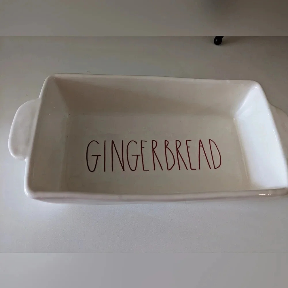 Rae Dunn Gingerbread Loaf Pan Bakery Cakes Cookies Ceramic North Pole New